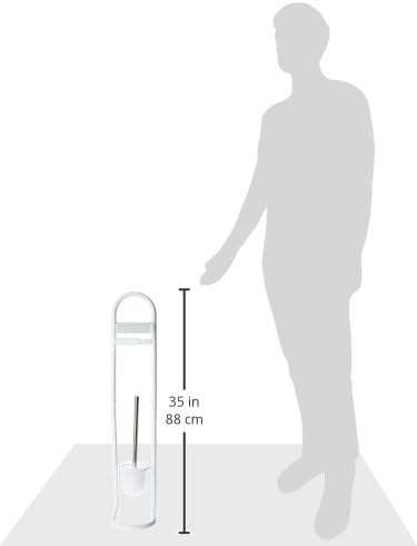MSV Stand WC Garnitur WC Bürste Toilettenbürste Klobürste aus Edelstahl Weiss 15,7x29x79cm