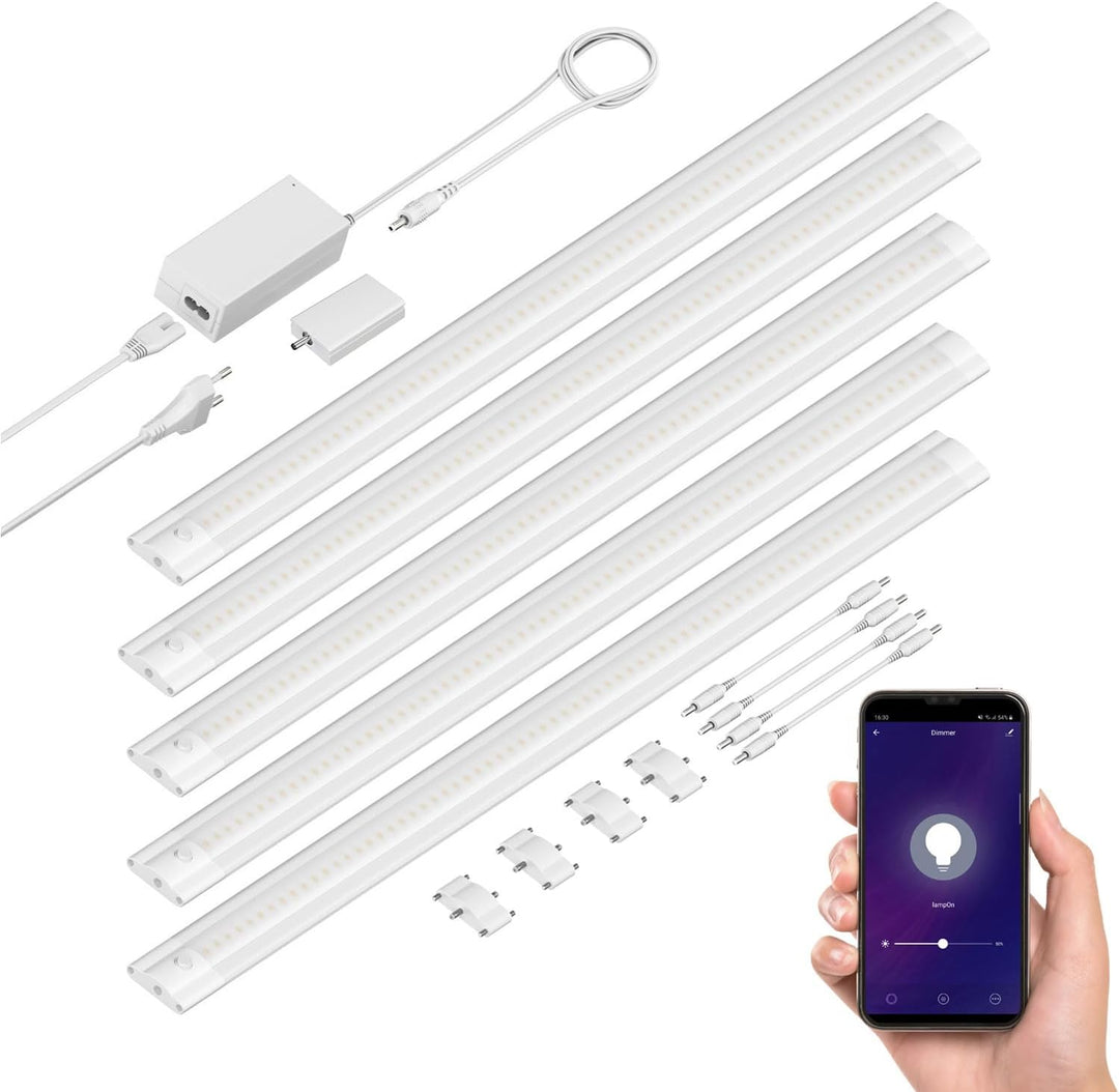 ledscom.de Smarte LED Unterbau-Leuchte SIRIS weiss matt mit WLAN-Controller, flach, Smart-Home, Alex