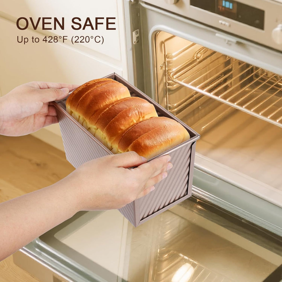 VINATO Brotbackform Mit Deckel 2er Set, 21 * 11,5 * 11cm + 19 * 9,5 * 8cm, Toastbrot Backform, Brotb