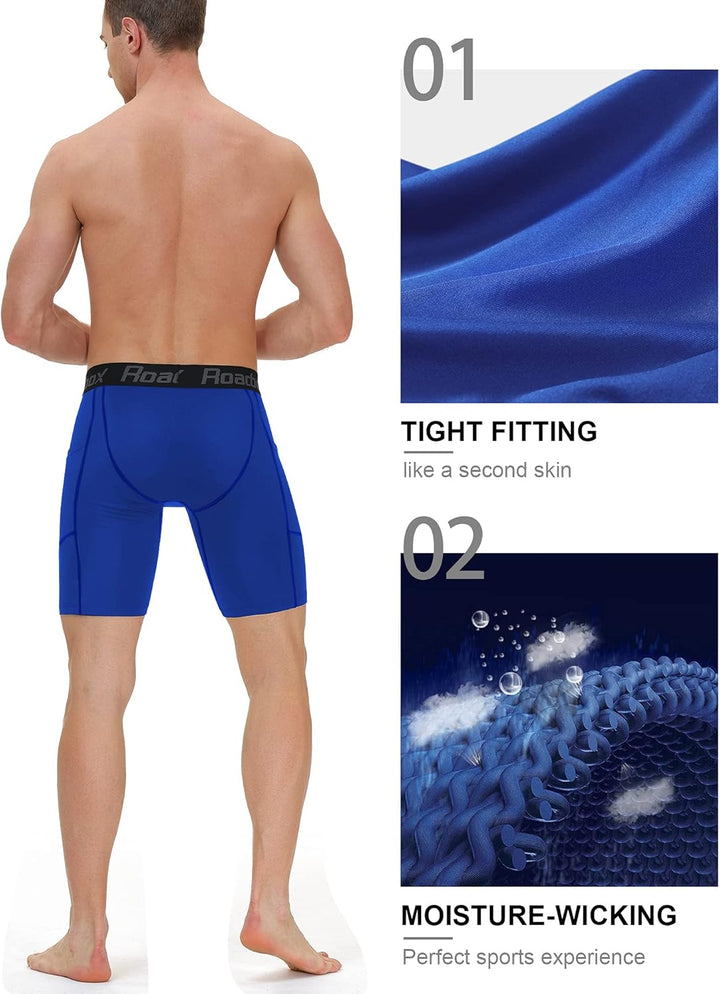 Roadbox 1 oder 3 Pack Herren Kompressionsshorts, Schnelltrocknendes Baselayer Unterhose Tights Kurz