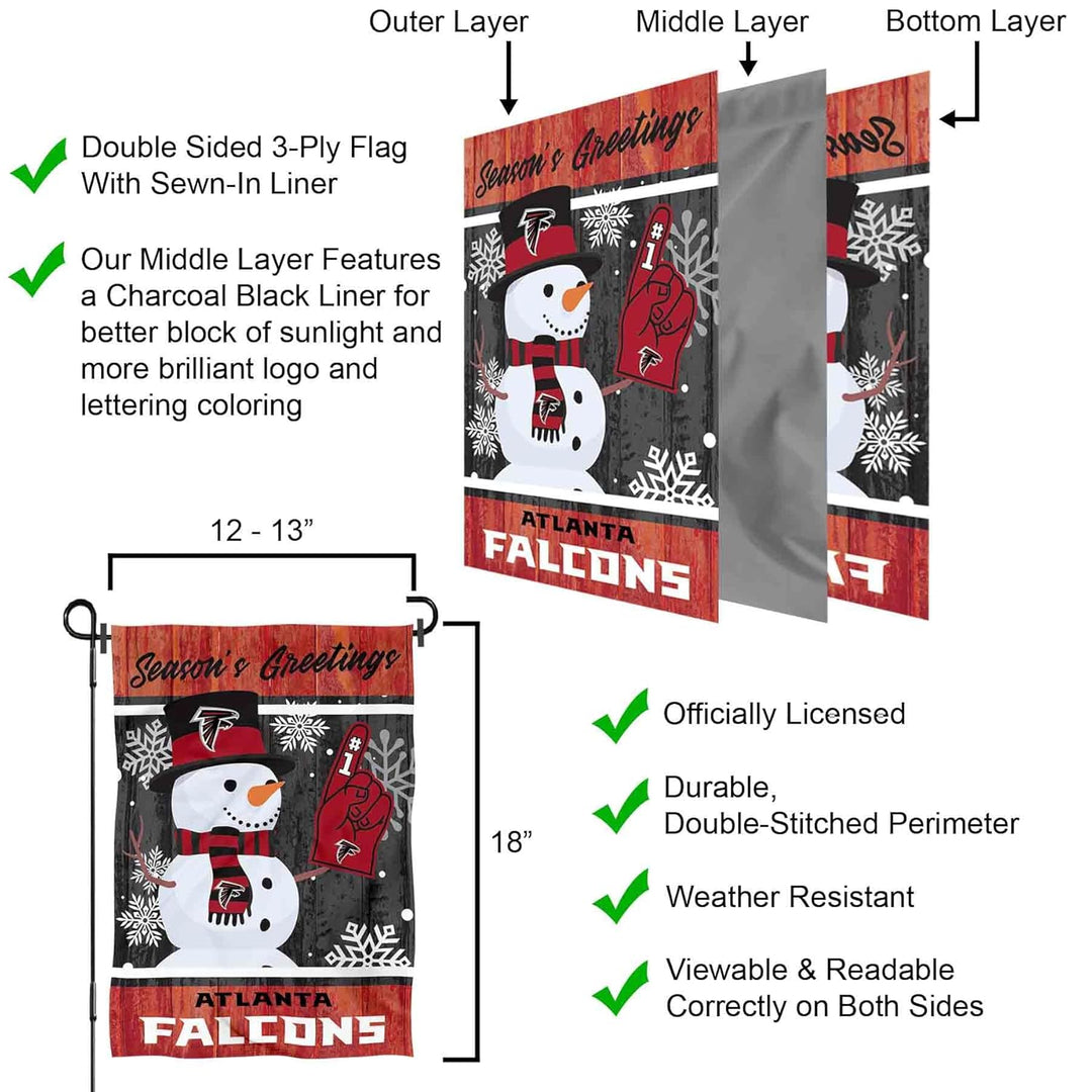 Atlanta Falcons Holiday Winter Snow Garden Flag Double Sided Banner