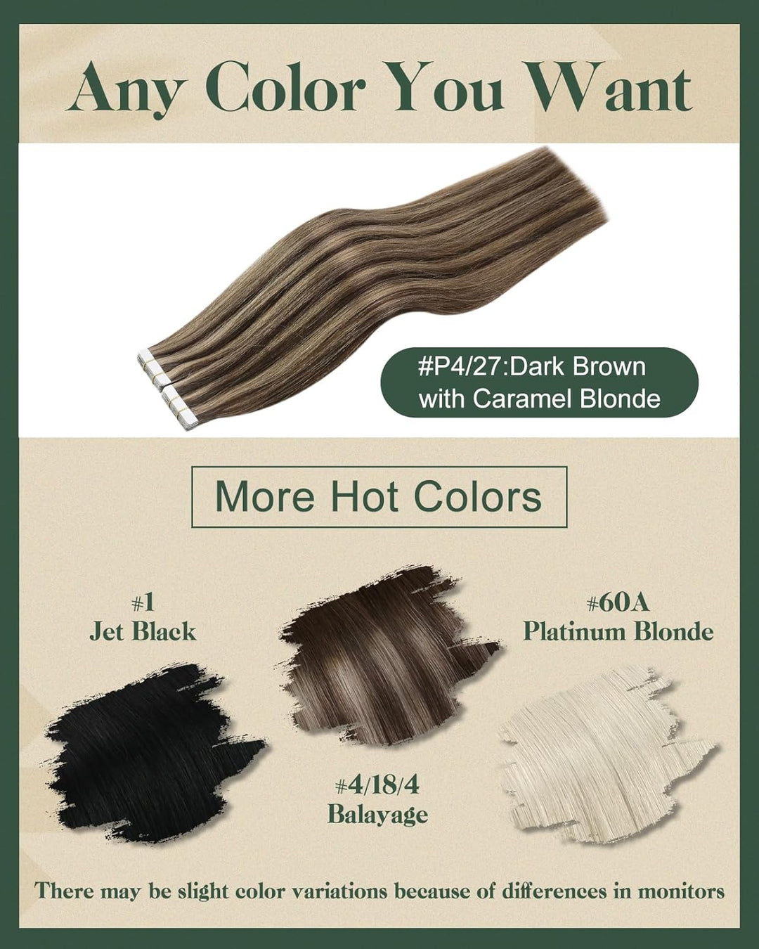 Ugeat Tape Extensions Echthaar 45cm Dunkel Braun mit Karamel Blond Tape in Extensions Echthaar Doppe