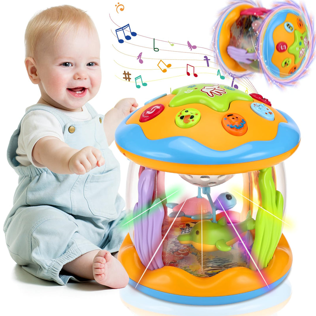 Baby Spielzeug 1 Jahr Junge Mädchen Drehender Projektor Babyspielzeug mit Musik/Licht ab 12 18 Monat