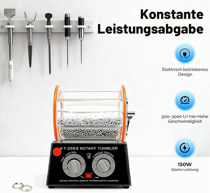 150W Poliermaschine Automatischer Rotary Tumbler Schmuck Polierer-Kugelmühle Polierer Trommel für St