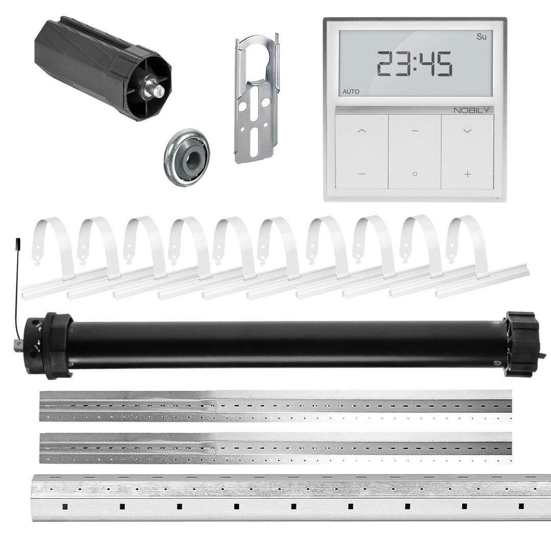 NOBILY Rolladen-Komplett-Set f. 60mm Achtkantwelle Mechanischer Funk Maxi-Rolladenmotor 40Nm + Rolla