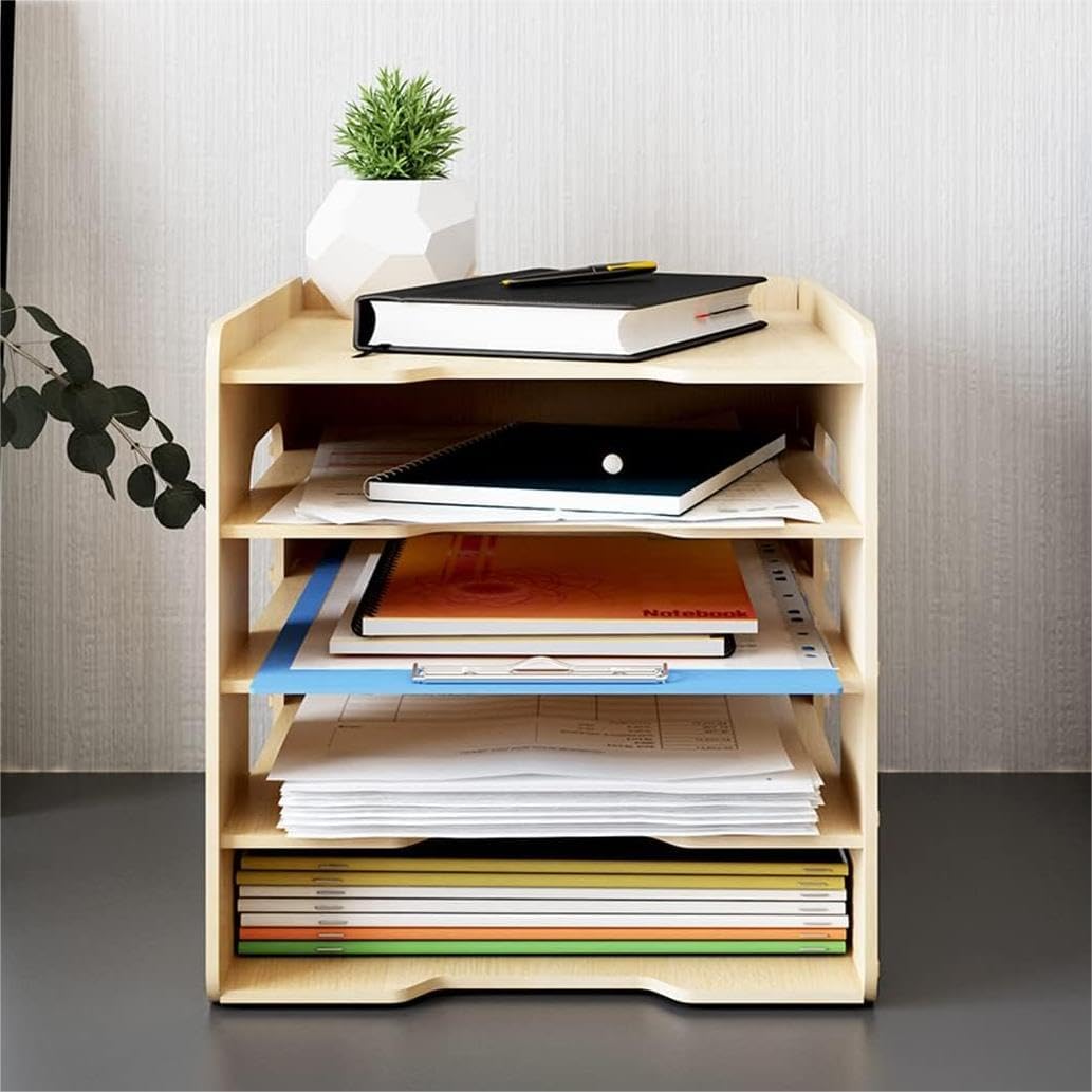 PUNCIA Dokumentenablage A4 Briefablage 5 Ablagefächer Holz Schreibtisch Datei Organizer Papierablage