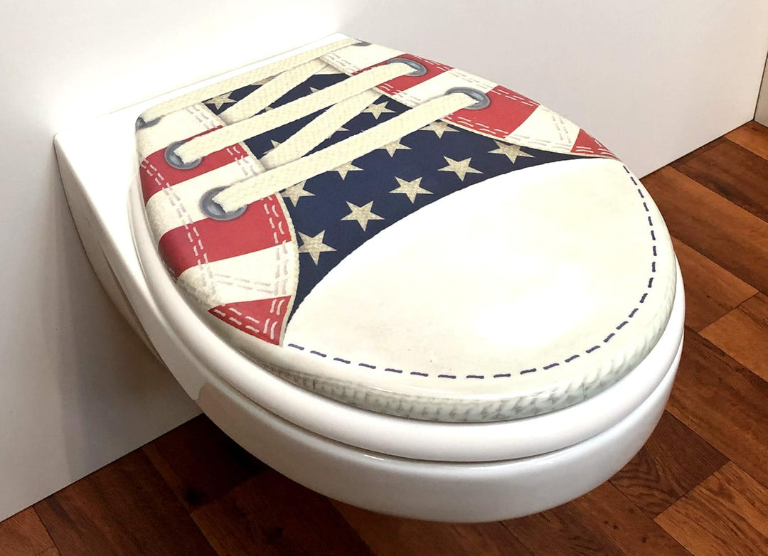 ADOB Klodeckel mit Motiv (Sneaker) – WC Sitz Absenkautomatik – Toilettendeckel abnehmbar – Hochwerti