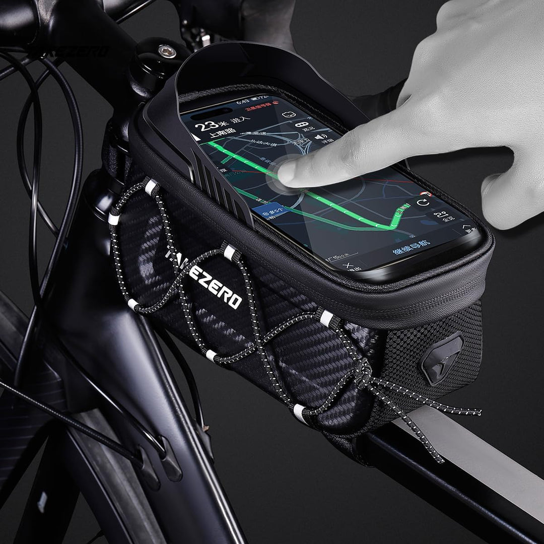 Fahrrad Rahmentasche Wasserdicht, 3D Eva Hartschale Oberrohrtasche, Handytasche mit Touchscreen für
