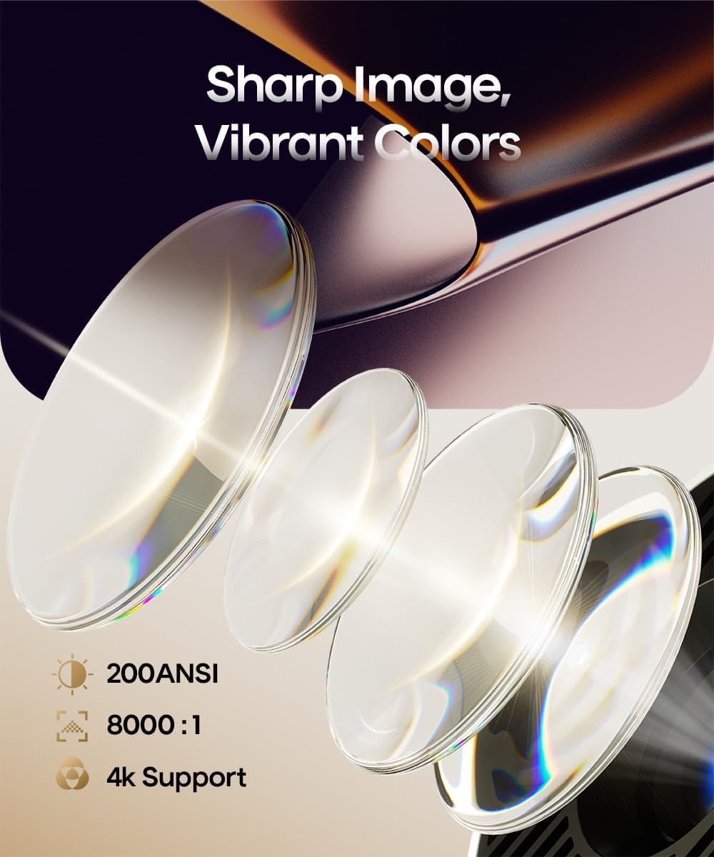 Mini Beamer 4K Unterstützt, Android 11 Tragbarer Projektor mit WiFi6 und Bluetooth 5.4, Automatische