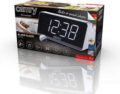 Camry CR1156 Uhrenradio (Radio/Digitaler LCD Wecker, Dual Alarm, Weckfunktion) Weiss, CR 1156