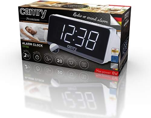 Camry CR1156 Uhrenradio (Radio/Digitaler LCD Wecker, Dual Alarm, Weckfunktion) Weiss, CR 1156