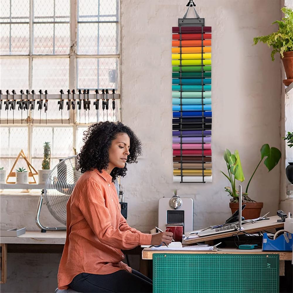 Vinyl Rollen Organizer mit 24 Fächern - Vinyl Aufbewahrungshalter und Rollen Halter für Papier, Gesc
