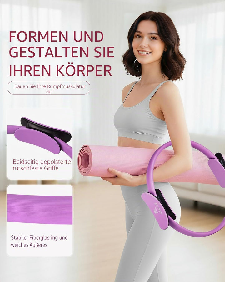 Abahub Pilates Ring Set, 35CM Magic Circle, 25CM Mini Ball, Stretchbänder,Home Pilates Ausrüstung, f