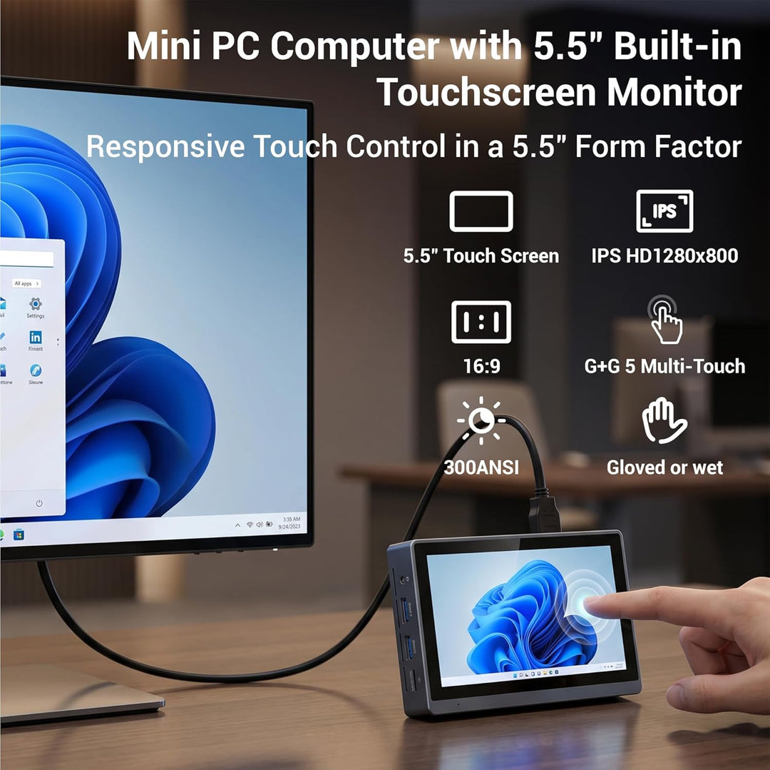 HEIGAOLAPC Mini PC Win 11 Pro, N5095 (2.9 GHz) 16GB DDR4 256GB eMMC Micro Desktop Computer, Mini Com