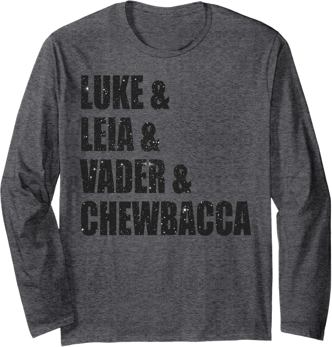 Star Wars Character Names Star Filled Stacked Text Langarmshirt