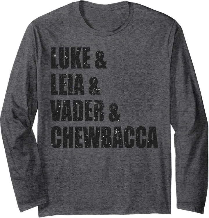 Star Wars Character Names Star Filled Stacked Text Langarmshirt