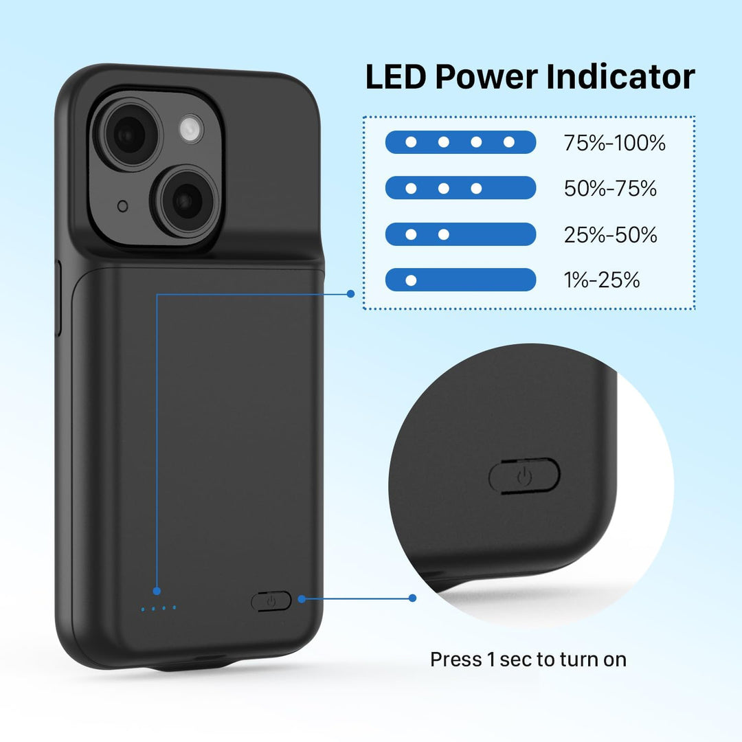 TQTHL Akkuhülle für iPhone 15 Plus, [ 6800mAh ] Zusatzakku Ladehülle Akku hülle Handyhülle,wiederauf