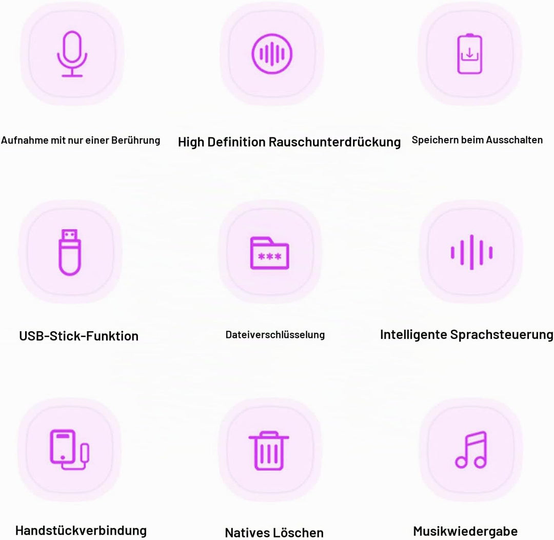 Sprachaktivierter Rekorder, Herzförmiger Digitaler Audiorekorder, Sprachrekorder mit Kopfhörer, One-