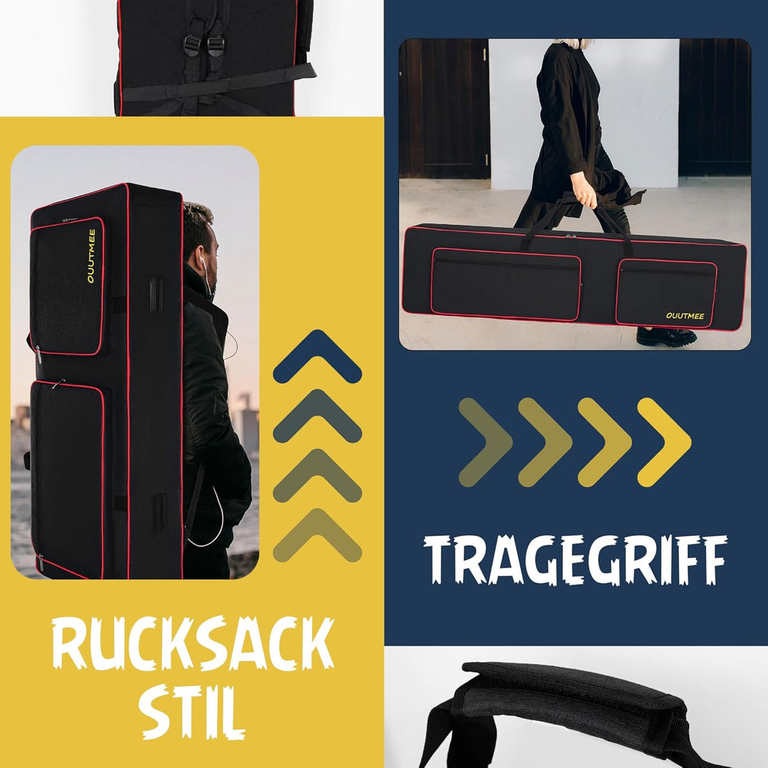 OUUTMEE 61Noten keyboardtasche, für E-Klaviere, 600D Oxford-Stoff mit 10 mm Startseite, Gigbag (schw