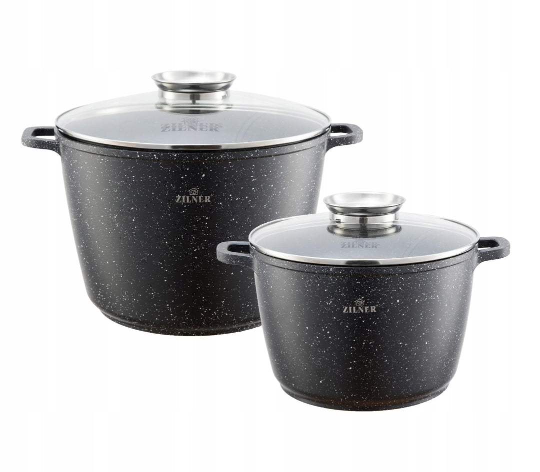 Zilner Set aus zwei grossen marmorierten Töpfen 6,2L/10,2L induktions Töpfe Set,Kochtöpfe, Töpfe Ind
