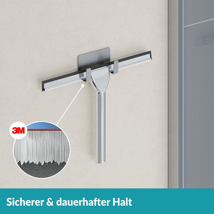 WEISSENSTEIN Duschabzieher ohne Bohren | Abzieher Dusche mit Haken zur Halterung - Gummilippe 25cm -