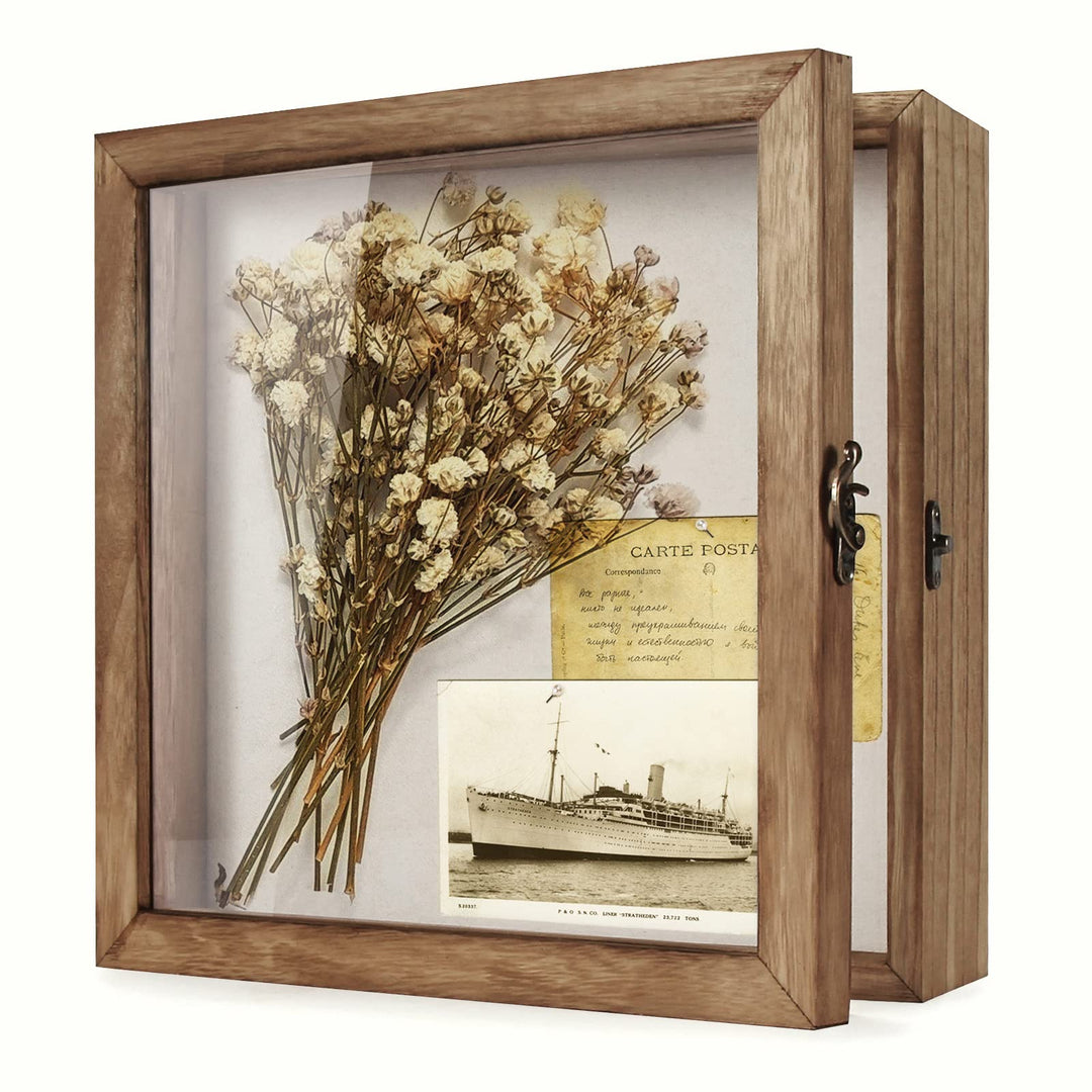 TJ.MOREE Schattenbox-Rahmen Blumen 28,9 x 28,9 cm, Glasfenster, Hochzeitsstrauss, Erinnerungsstücke,