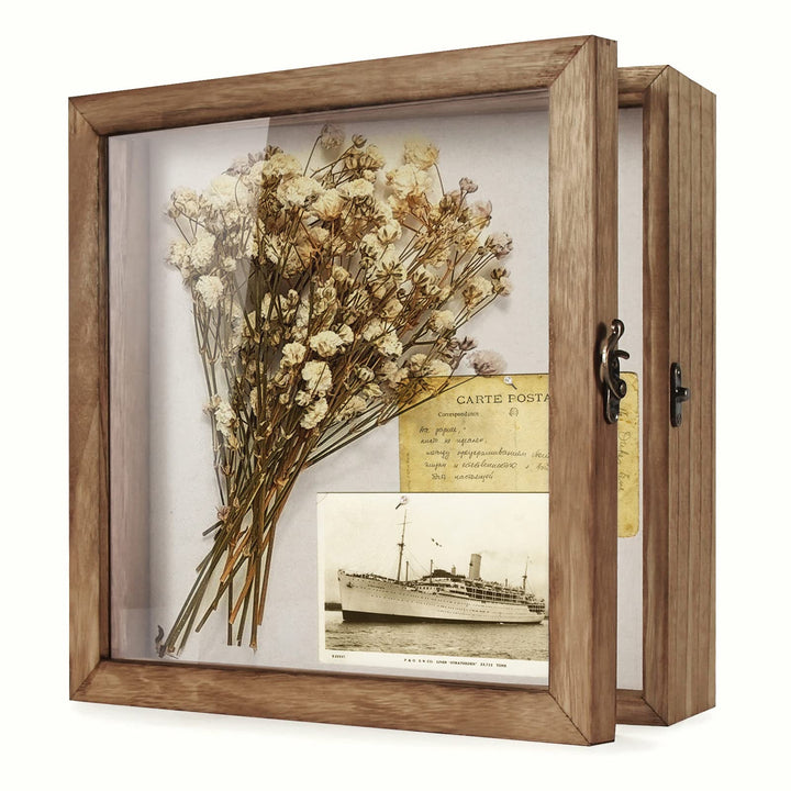 TJ.MOREE Schattenbox-Rahmen Blumen 28,9 x 28,9 cm, Glasfenster, Hochzeitsstrauss, Erinnerungsstücke,