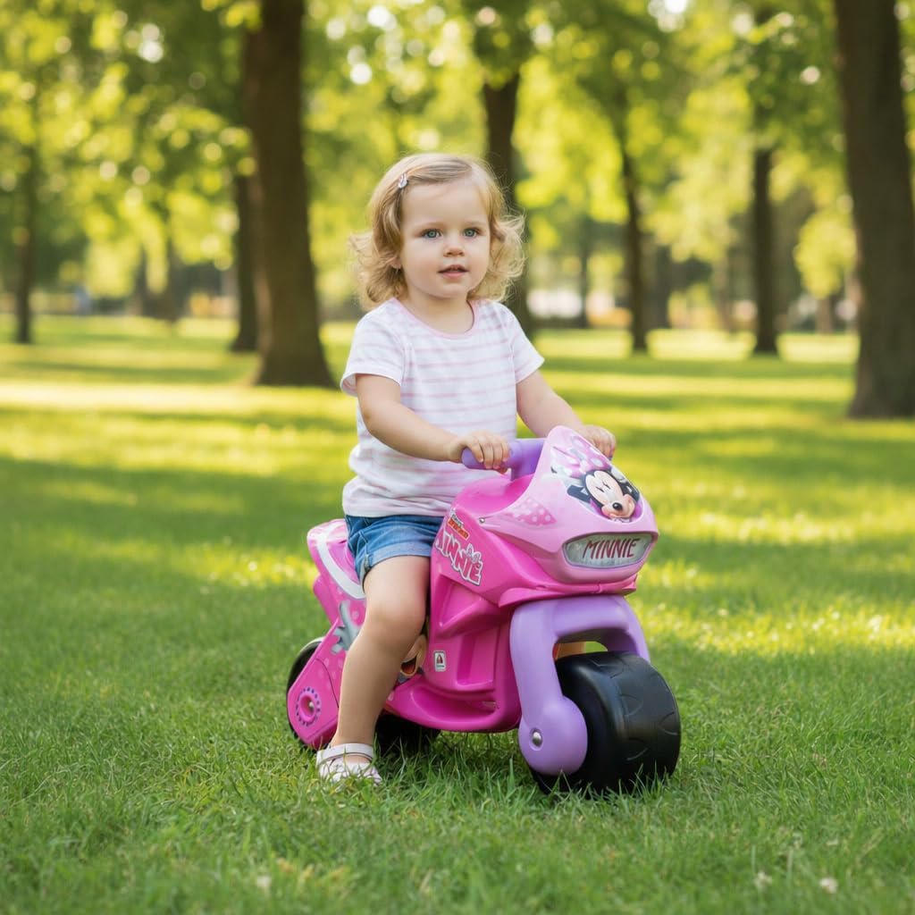INJUSA - Moto Laufrad Minnie Mouse Twin Dessert, für Kinder von 18 bis 36 Monate, permanente Dekorat