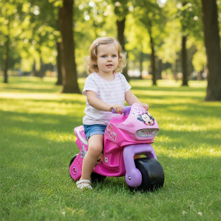 INJUSA - Moto Laufrad Minnie Mouse Twin Dessert, für Kinder von 18 bis 36 Monate, permanente Dekorat