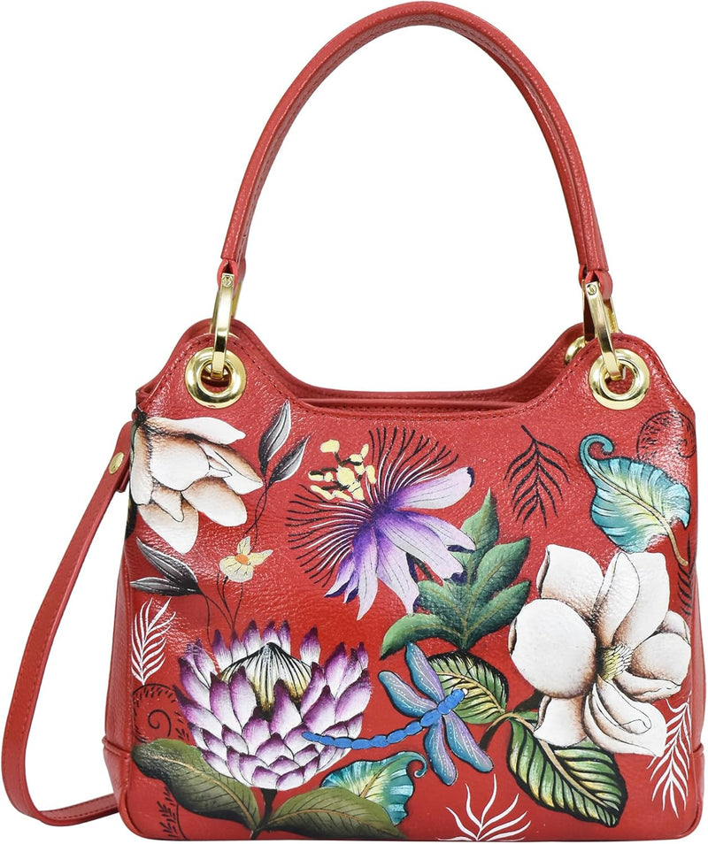 Anuschka Damen Satchel with Crossbody Strap-708 Tasche Einheitsgrösse Crimson Garden, Einheitsgrösse