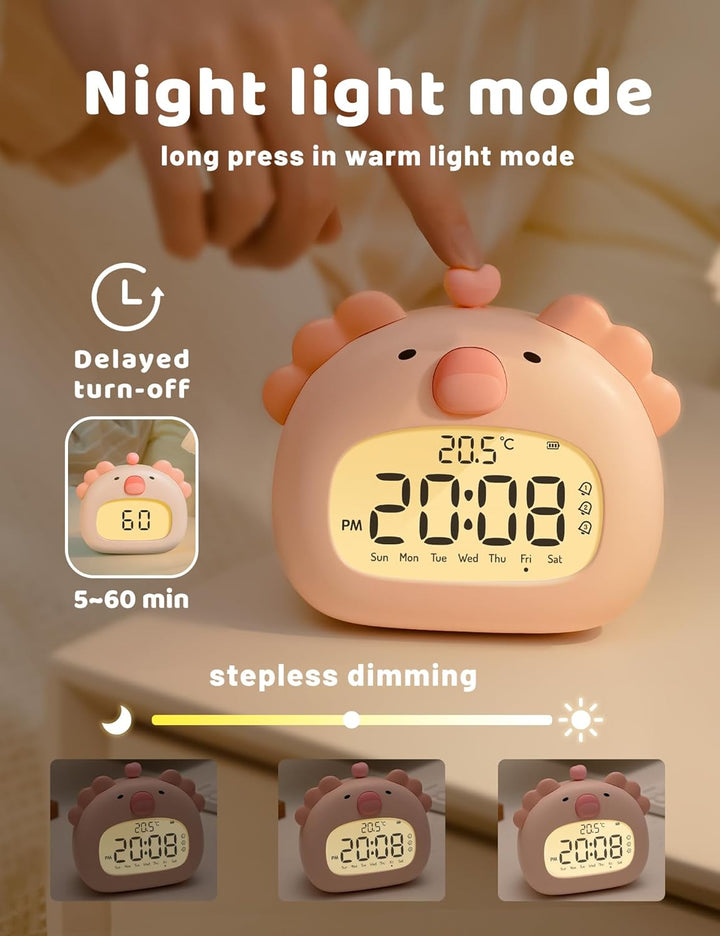 IHALO Cute Axolotl Kinderwecker, Nachttischwecker mit Nachtlicht, digitales LED-Display, 3,15 Zoll,