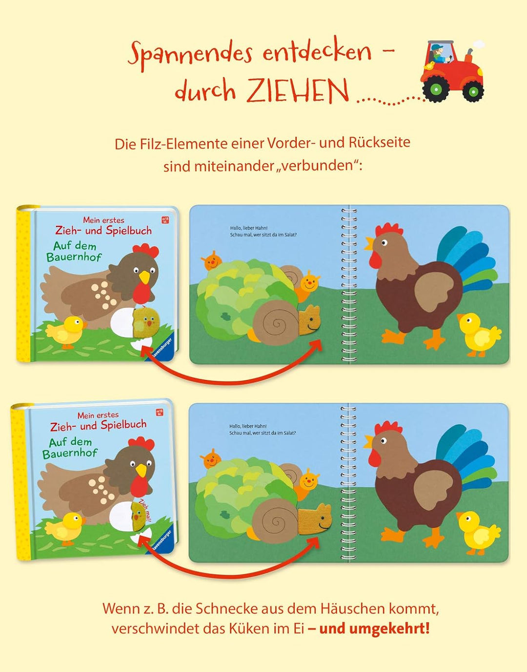 Mein erstes Zieh- und Spielbuch: Auf dem Bauernhof, Spiralbindung