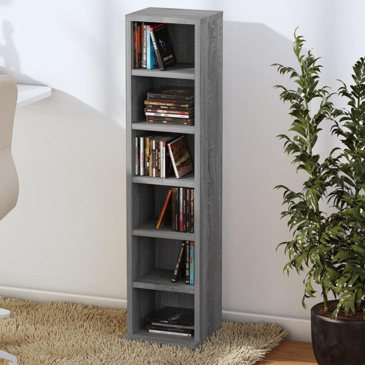 Homgoday CD-Schrank mit 6 offenen Fächern, 21 x 20 x 88 cm, Holz, CD-Turm, DVD-Aufbewahrungsschrank,