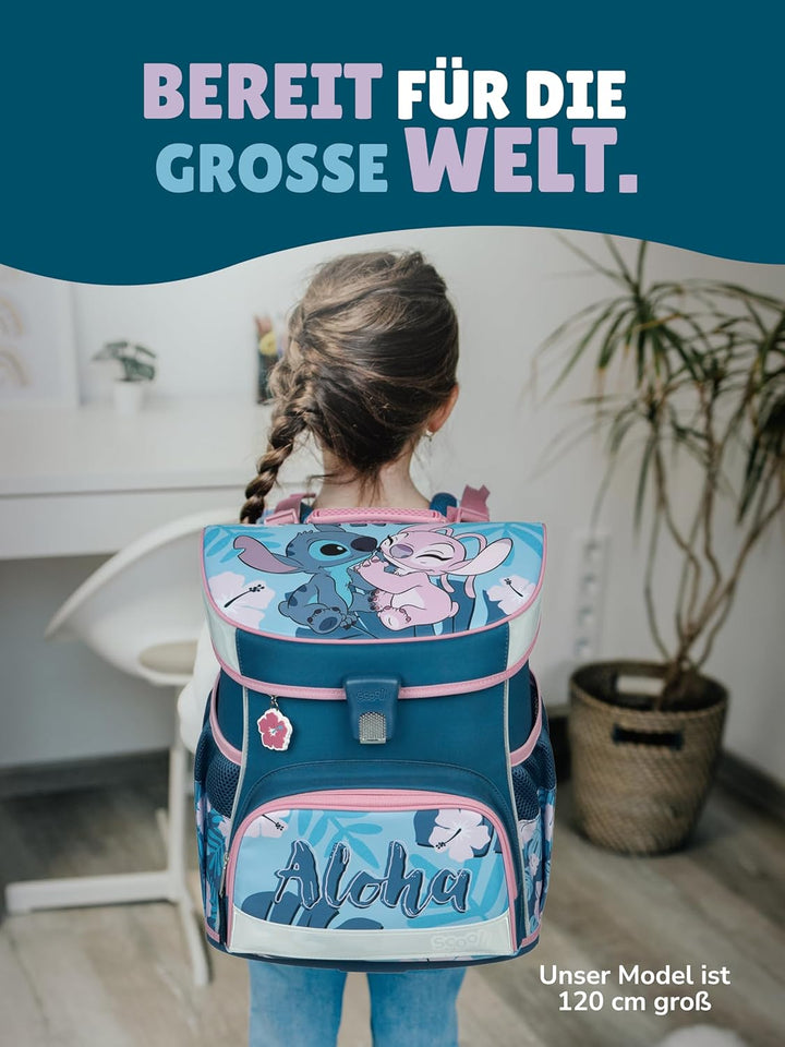 Familando - Scooli Campus Fit Schulranzen Set - 10-teilig mit Schultüte - Disney Stitch - Ergonomisc