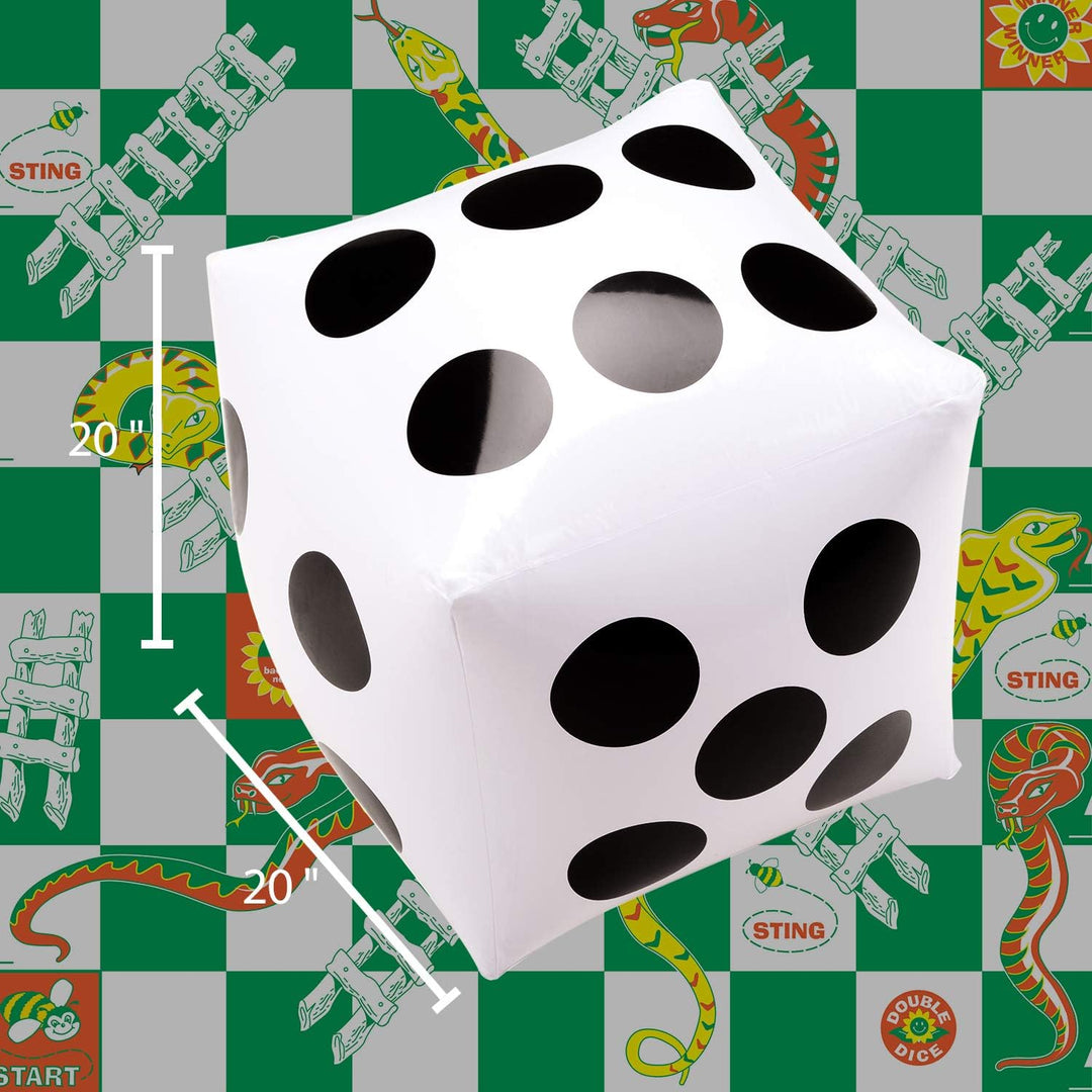Novelty Place Riesige aufblasbare Würfel 2 Stück, 20 Zoll weisse und Schwarze Jumbo-Würfel für Indoo