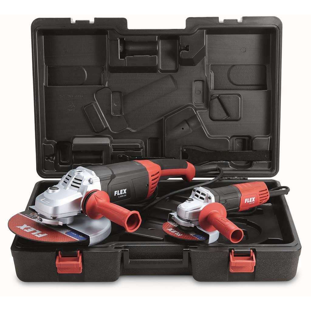 Flex Winkelschleifer L220 230 + L811 125 Set Koffer M 14 Schleifen 492302