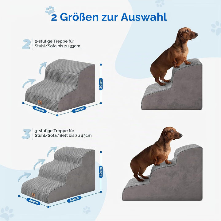 Hundetreppe für kleine Hunde, 2 Stufen 30cm Hoch Haustiertreppe, Waschbar rutschfest, Katzentreppe f