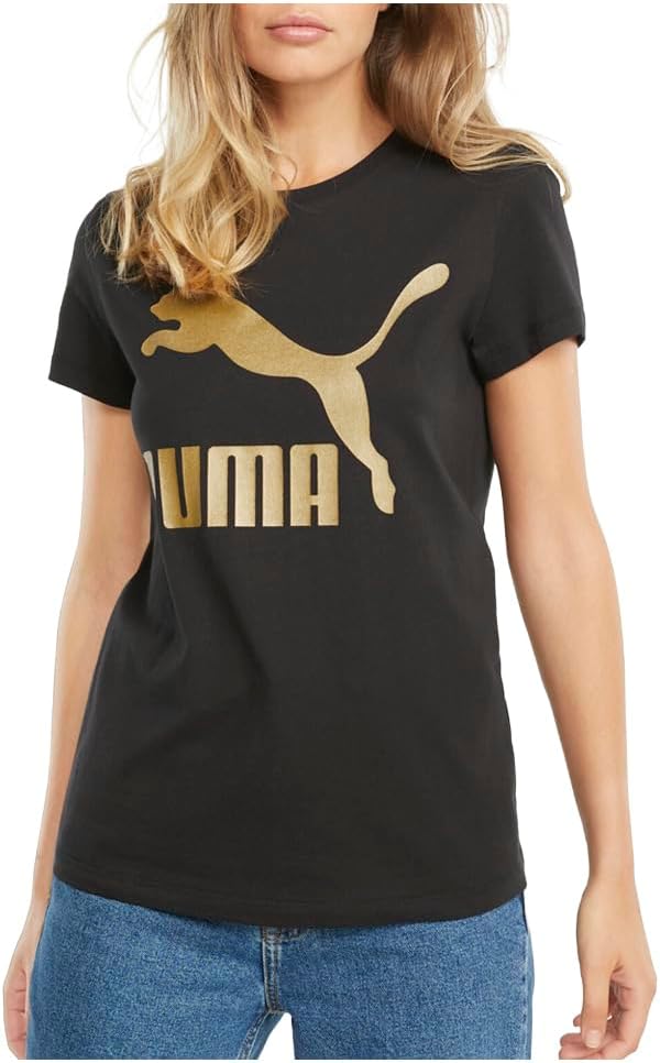 PUMA Herren Ess Logo Tee T-shirt M Puma Schwarz-gold, M Puma Schwarz-gold