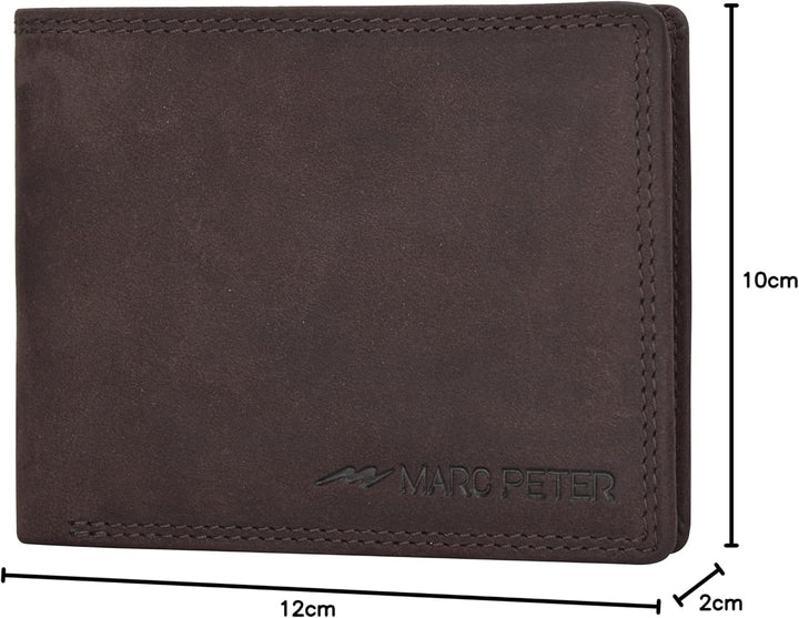 Marc Peter® Echt-Leder Geldbörse Hanover | Geldbeutel für Herren mit RFID-Schutz | Gross 10 Fächer P