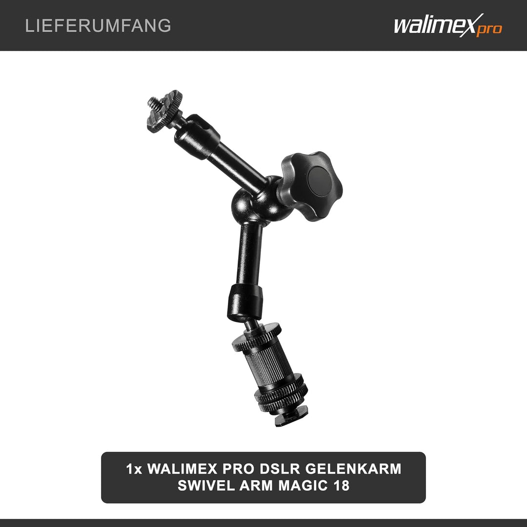 Walimex Pro Swivel Arm Magic 18 DSLR-Gelenkarm (Auslegearm für Videostative, DSLR Rigs, Dollys und A