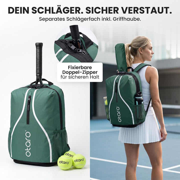 Otaro Tennisrucksack mit Schuhfach (Für 2 Tennisschläger) Inkl. Separierten Schuhfach &amp; Schlägerschu