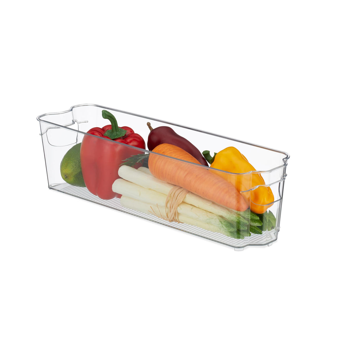 Relaxdays Kühlschrank Organizer, Aufbewahrung von Lebensmitteln, HxBxT: 10x38x10,5 cm, Küchenbox mit