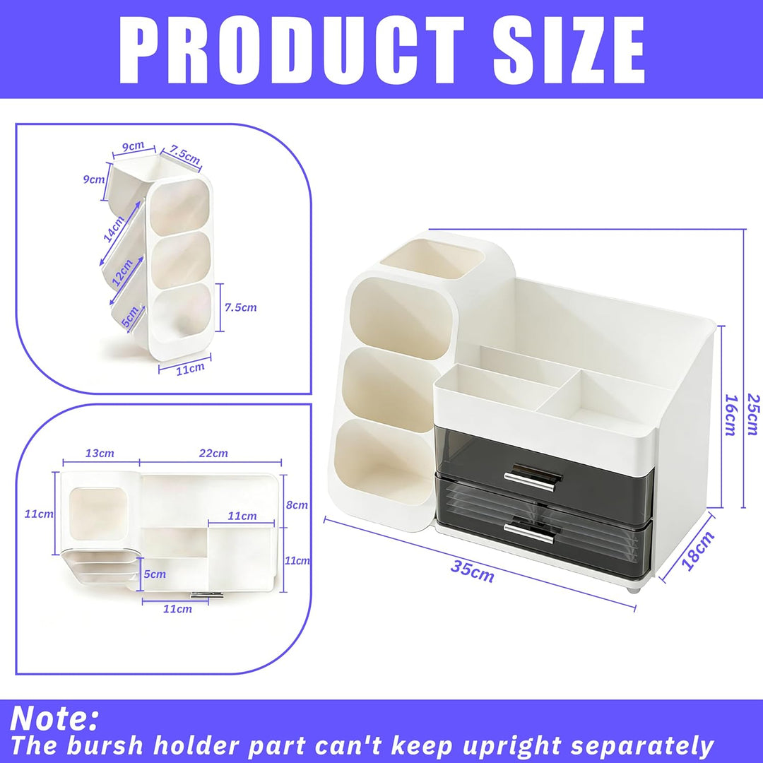 Grosser Makeup Kosmetik Organizer mit Schubladen – 3-in-1 Aufbewahrungsbox für Pinsel & Kosmetik, st