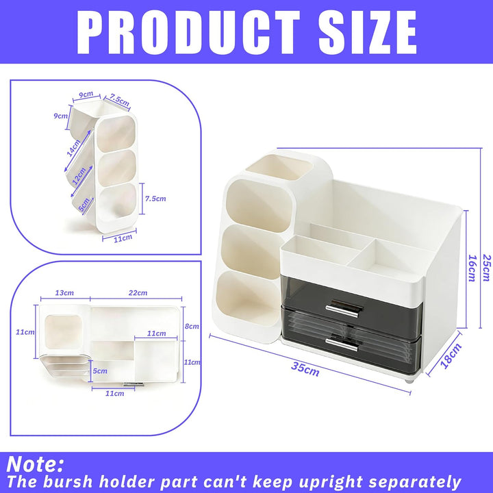Grosser Makeup Kosmetik Organizer mit Schubladen – 3-in-1 Aufbewahrungsbox für Pinsel & Kosmetik, st