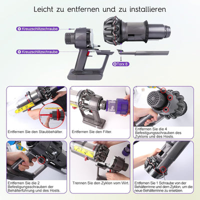 Big Bin Runner Ersatz für Dyson V10 V11 V15 SV12 SV14 SV15 SV22, Teilenummer 969835-01 Staubsauger S