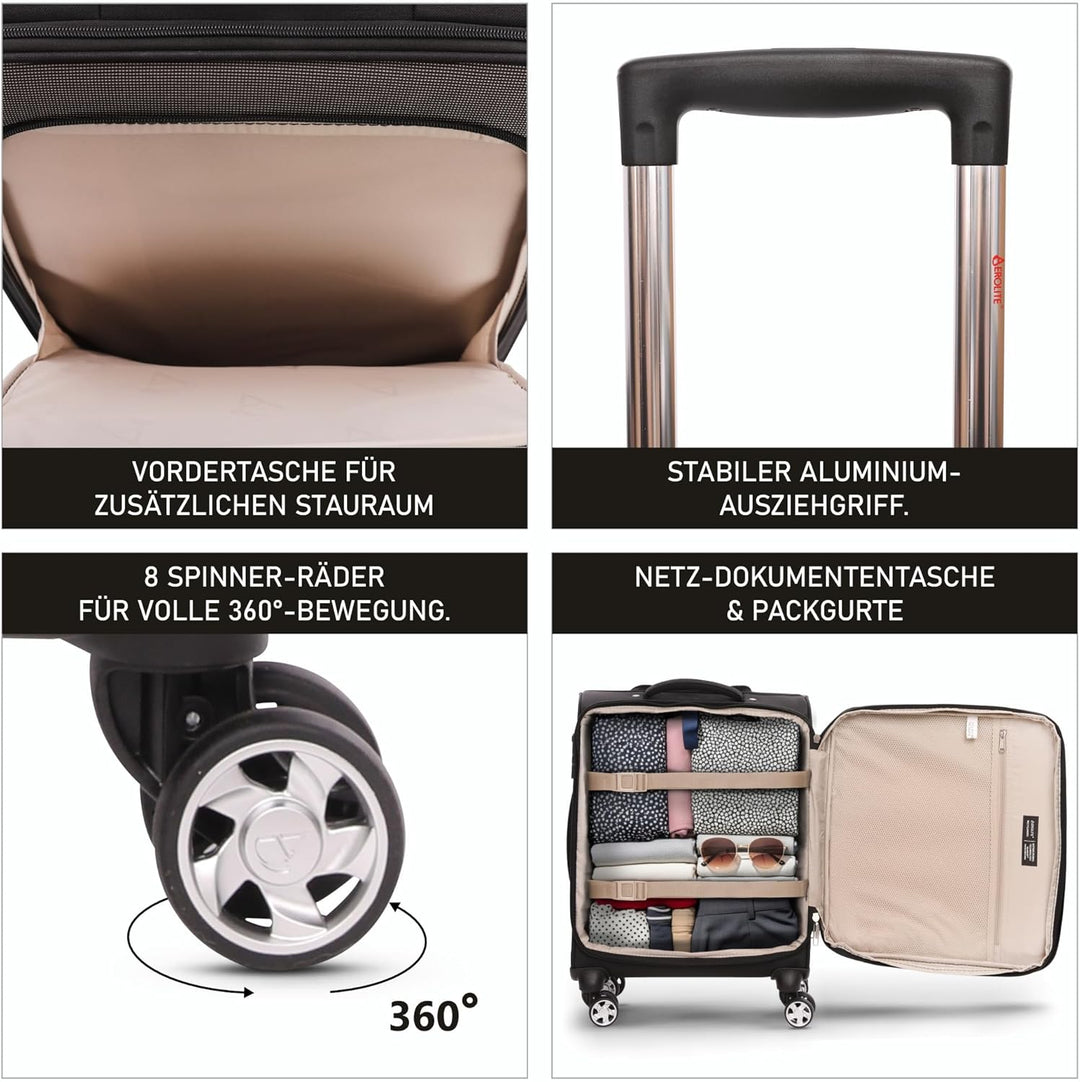 Aerolite Erweiterbar 55x40x20cm auf 55x40x23cm Lufthansa Eurowings Bordgepäck Handgepäck Koffer 55x4