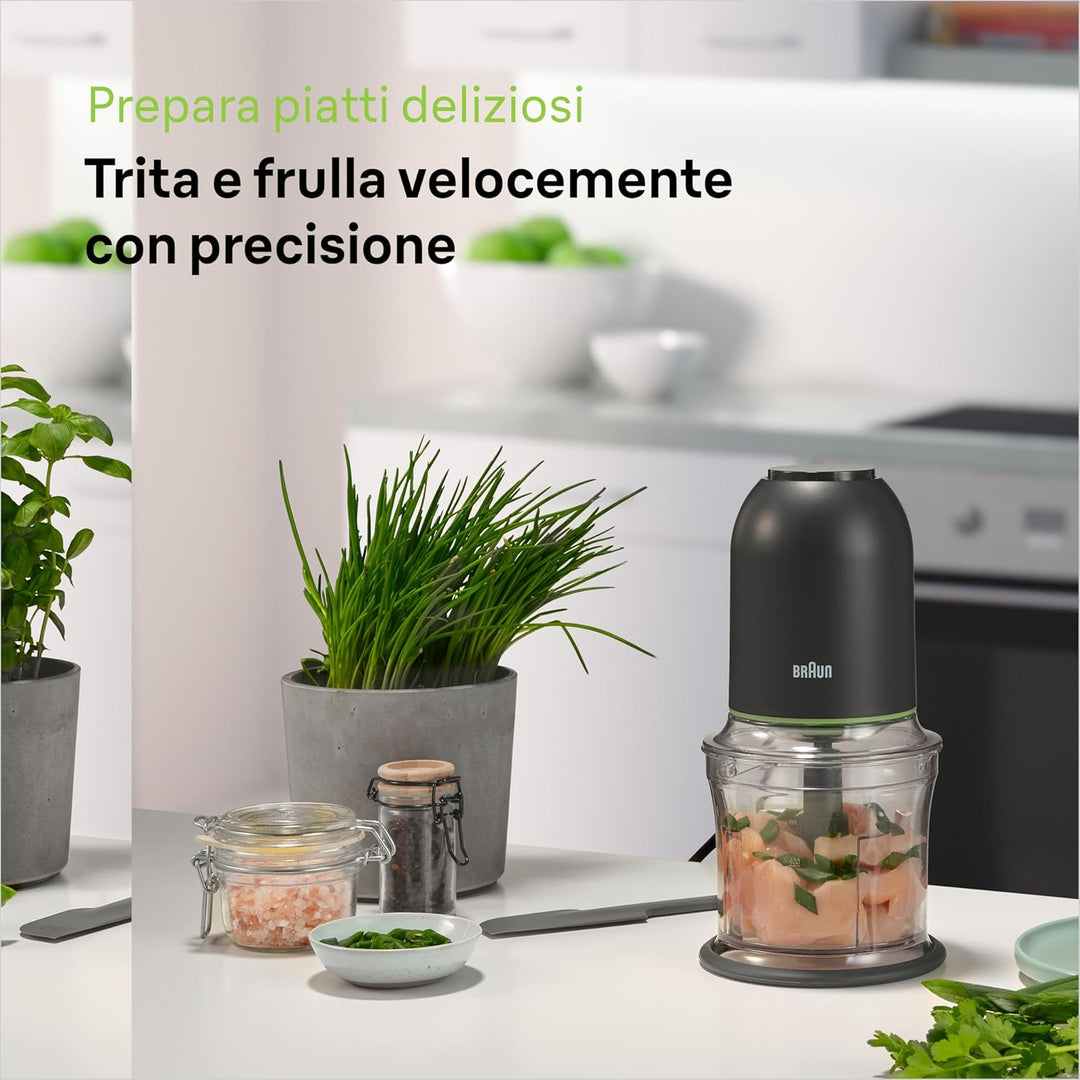 Braun MultiPractic 3 CH3011BK Zerkleinerer mit 4 Edelstahlklingen, One-Push-Funktion, Eiszerkleinere