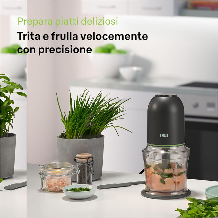 Braun MultiPractic 3 CH3011BK Zerkleinerer mit 4 Edelstahlklingen, One-Push-Funktion, Eiszerkleinere