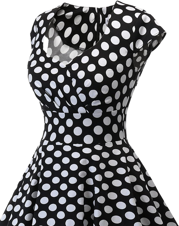 Bbonlinedress 1950er Vintage Retro Cocktailkleid Rockabilly Kleider V-Ausschnitt Faltenrock festlich