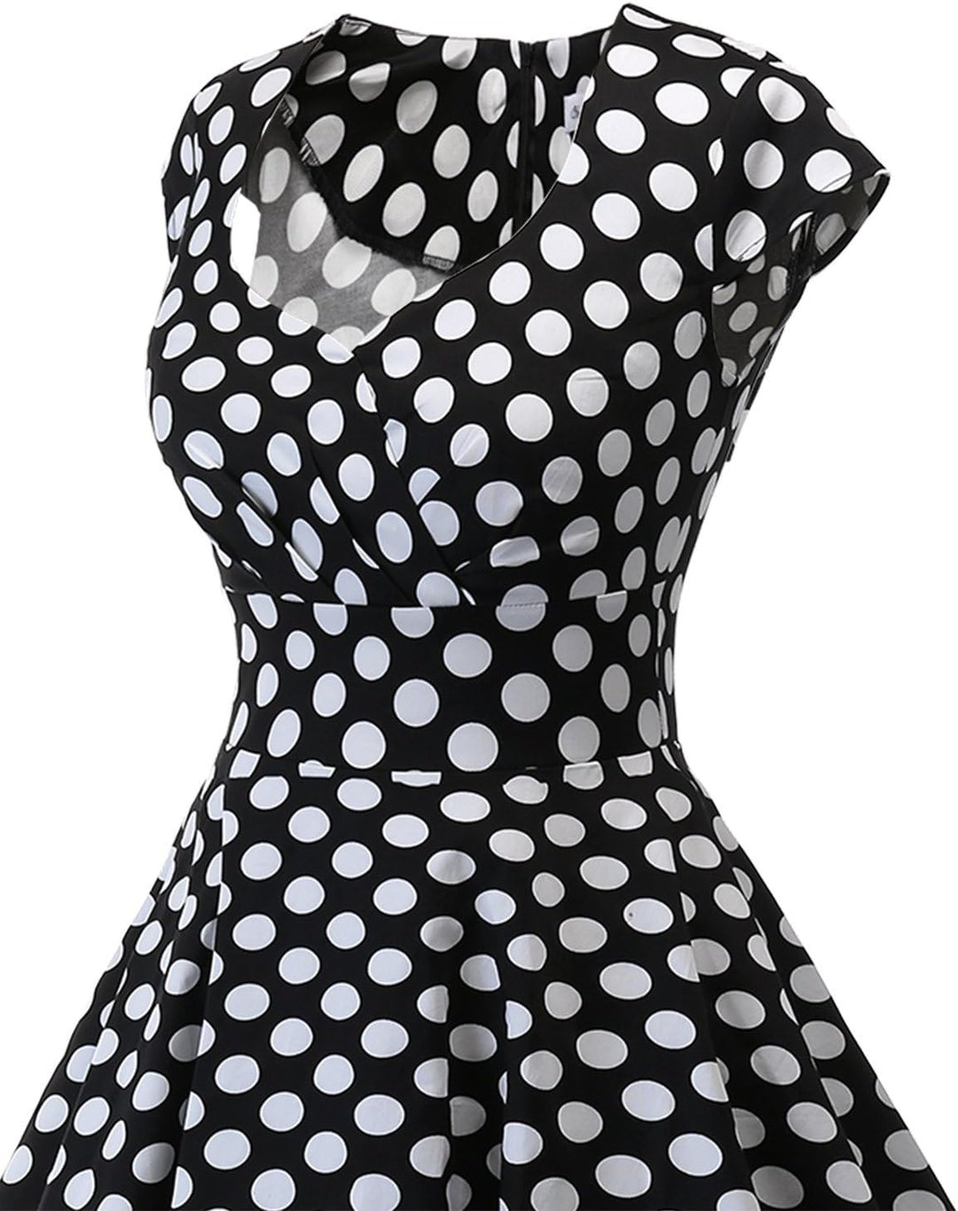 Bbonlinedress 1950er Vintage Retro Cocktailkleid Rockabilly V-Ausschnitt Faltenrock XS Black White B